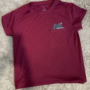 Burgundy Cat Pocket T-Shirt
